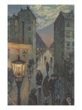 City Corner Giclee-tryk i høj kvalitet af Hans Baluschek