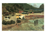 Fishing Boats in Capri reproduction procédé giclée par Albert Bierstadt