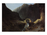 Construction of the Devils Bridge Premium Giclee-trykk av Carl Blechen Construction of the Devils Bridge Premium Giclee-trykk av Carl Blechen