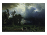 Bison Trail: Approaching Storm Giclee Print by Albert Bierstadt