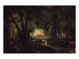Forest Path near Spandau Premium Giclee-trykk av Carl Blechen Forest Path near Spandau Premium Giclee-trykk av Carl Blechen