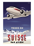 Venez en Suisse par Avion Premium Giclee Print by Michael Crampton