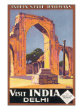 Visit India, Delhi, Indian State Railways reproduction procédé giclée par Roger Broders
