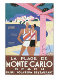 La Plage de Monte Carlo Beach Premium Giclee Print by Alfred Tolmer