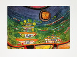 Les maisons suspendues sous les bois Reproductions pour les collectionneurs par Friedensreich Hundertwasser