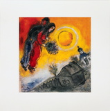Le Couple Au Ciel Jaune Reproductions pour les collectionneurs par Marc Chagall