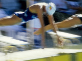 Female Swimmer at the Start of a Race Photographic Print
