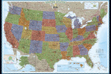 United States Political Map, Decorator Style Print