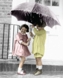 Children - Under Umbrella Poster