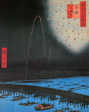 Hiroshige - Fireworks At Ryogoku Prints by Ando Hiroshige