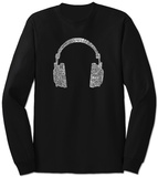 Long Sleeve: Headphones out of Different Music Genre's T-Shirt