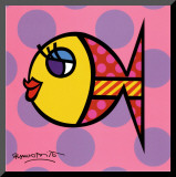 Dittie Fish Impressão montada por Romero Britto Dittie Fish Impressão montada por Romero Britto