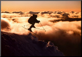 Challenge: Skier in Clouds Mounted Print
