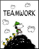 Peanuts: Teamwork Mounted Print by Charles Schulz