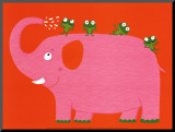 The Elephant and the Frog Mounted Print by Nathalie Choux