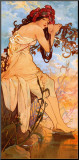 Summer Mounted Print by Alphonse Mucha