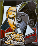Tete d'une Femme Lisant Mounted Print by Pablo Picasso