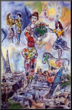 On the Roof of Paris Mounted Print by Marc Chagall