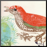 Red Bird Mounted Print by Swan Papel