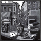 Still Life and Street Mounted Print by M. C. Escher
