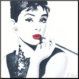 Audrey Hepburn Mounted Print by Bob Celic