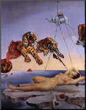 Dream Caused by the Flight of a Bee around a Pomegranate, c. 1944 Mounted Print by Salvador Dalí