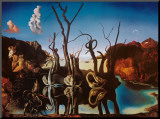 Swans Reflecting Elephants, c.1937 Mounted Print by Salvador Dalí