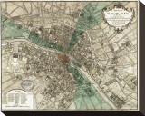 Plan de Paris Stretched Canvas Print