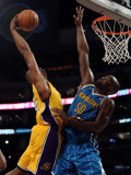 New Orleans Hornets v Los Angeles Lakers - Game Five, Los Angeles, CA - April 26: Kobe Bryant and E Photographic Print