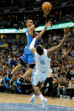 Oklahoma City Thunder v Denver Nuggets - Game Four, Denver, CO - April 25: Russell Westbrook and J. Photographic Print