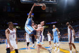 Denver Nuggets v Oklahoma City Thunder - Game One, Oklahoma City, OK - April 17: Nene Hilario and N Photographic Print