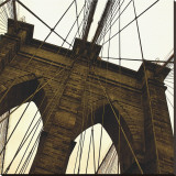 Brooklyn Bridge II (sepia) (detail) Stretched Canvas Print by Erin Clark