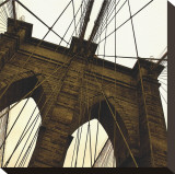 Brooklyn Bridge II (sepia) (detail) Stretched Canvas Print by Erin Clark