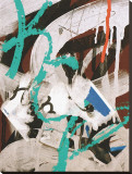 Aqua Tag III Stretched Canvas Print by Jenny Kraft