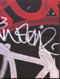Red Black Tag I Reproduction transférée sur toile par Jenny Kraft