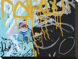 Yellow Aqua Graffiti II Stretched Canvas Print by Jenny Kraft
