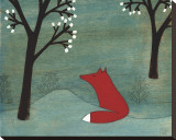 The Fox and the Marshmallows Stretched Canvas Print by Kristiana Pärn