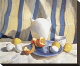 Pichet, œufs et oranges Reproduction transférée sur toile par Saladino 
