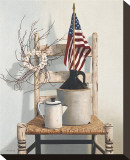 Chair with Jug and Flag Stretched Canvas Print by Cecile Baird