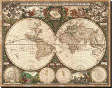 World Map, 1660 Stretched Canvas Print