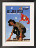 Seiler Hotel: Woman Adjusting Skis Print