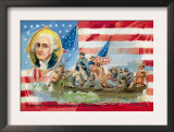 Washington Crossing the Delaware, With Portrait Inset Prints