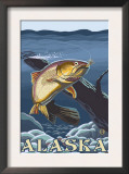 Trout Fishing Cross-Section, Alaska Art by Lantern Press 