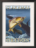 Trout Fishing Cross-Section, Clackamas, Oregon Posters by Lantern Press 