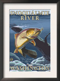 Trout Fishing Cross-Section, Snoqualmie River, Washington Prints