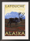 Caribou Scene, Latouche, Alaska Prints by Lantern Press 