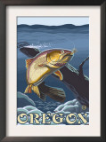 Trout Fishing Cross-Section, Oregon Prints