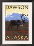 Caribou Scene, Dawson, Alaska Poster by Lantern Press 