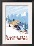 Downhhill Snow Skier, Glacier Peak, Washington Prints