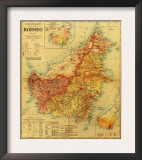 Borneo - Panoramic Map Prints